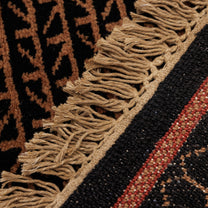 Covor Lână Merinos Înnoat Manual – Geometric Tribal Negru-Teracotă (9)