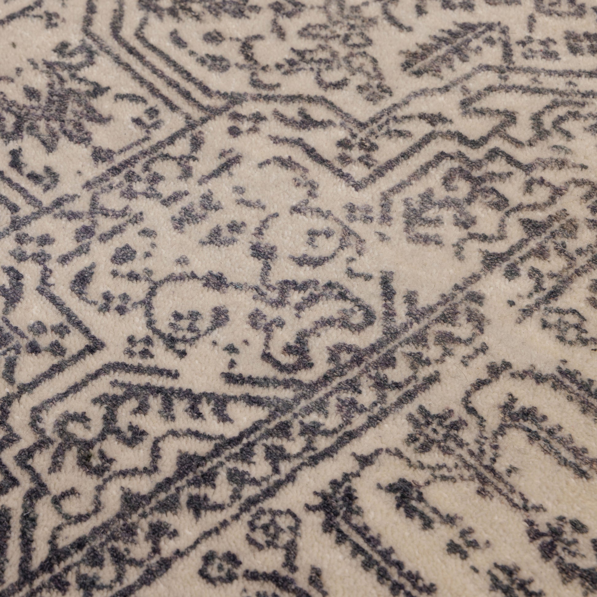 Covor Lână Merinos Înnoat Manual – Vintage Patinat Alabastru-Gri (5)