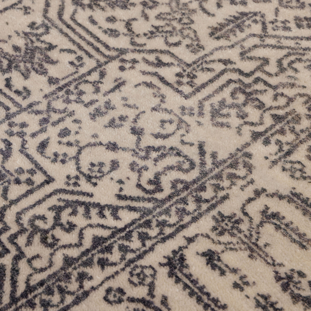 Covor Lână Merinos Înnoat Manual – Vintage Patinat Alabastru-Gri (5)