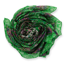 Eșarfă - 100% Mătase - 92x92cm- Imprimeu Paisley Verde (5)
