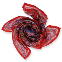 Eșarfă - 100% Mătase - 92x92cm- Imprimeu Paisley Roșu (5)