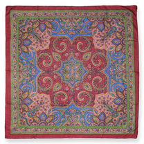Eșarfă - 100% Mătase - 92x92cm- Imprimeu Paisley Vișiniu (1)