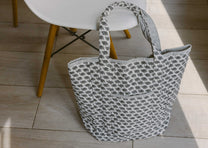 Geantă Tote - 100% Bumbac - Imprimeu Elefanți Gri (4)