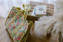 Geantă Tote - 100% Bumbac - Imprimeu Floral Galben (8)