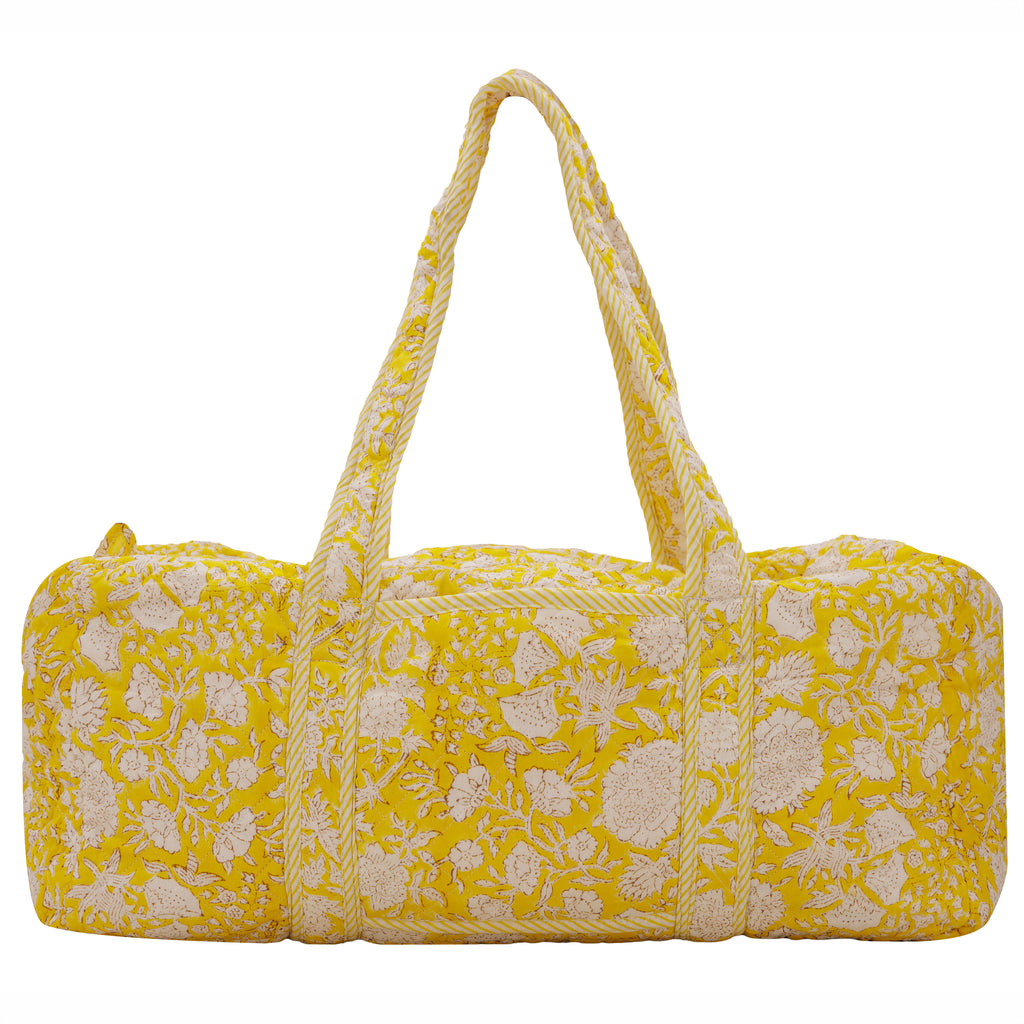 Geantă weekender - 100% Bumbac - Imprimeu Floral Galben (1)