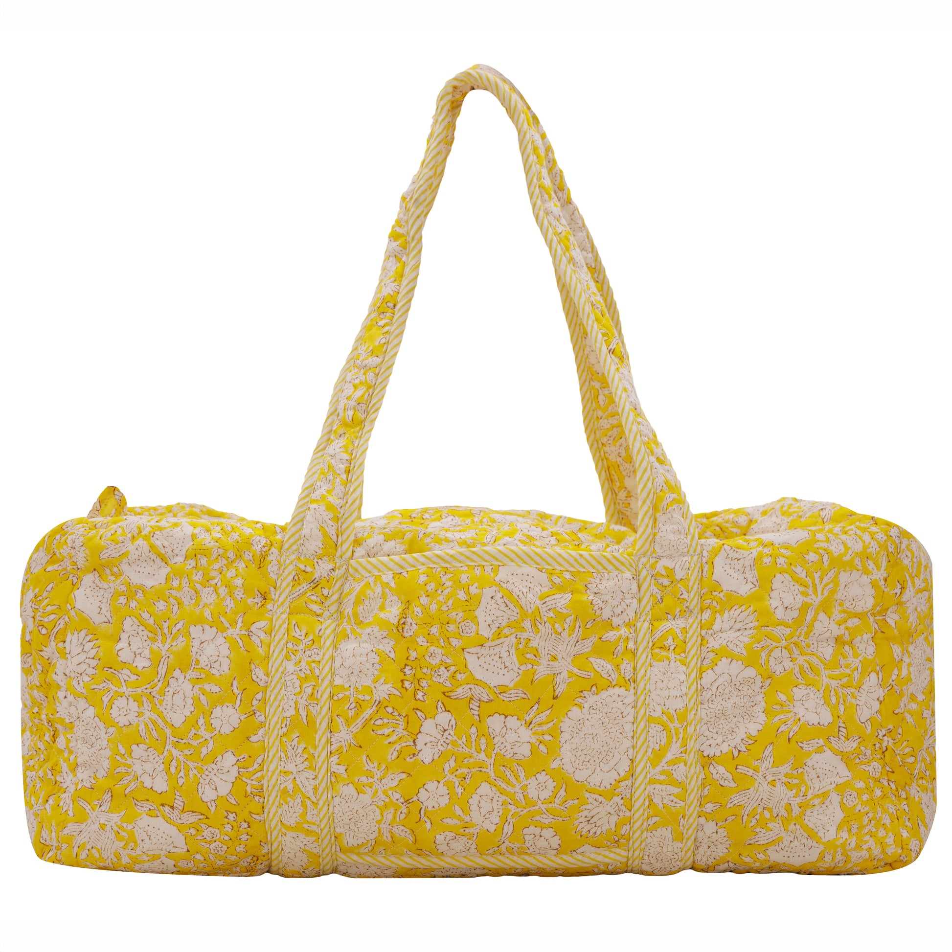 Geantă weekender - 100% Bumbac - Imprimeu Floral Galben (1)