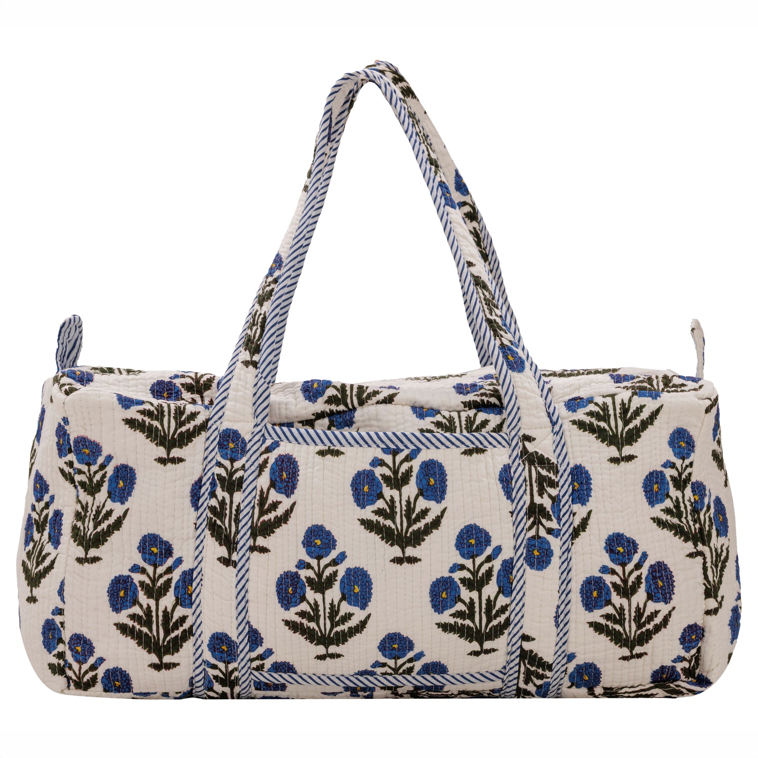 Geantă weekender - 100% Bumbac - Imprimeu Floral Albastru-Natur (1)