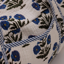 Geantă weekender - 100% Bumbac - Imprimeu Floral Albastru-Natur (5)